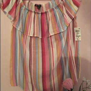 New INC blousy cool & colorful top, size L